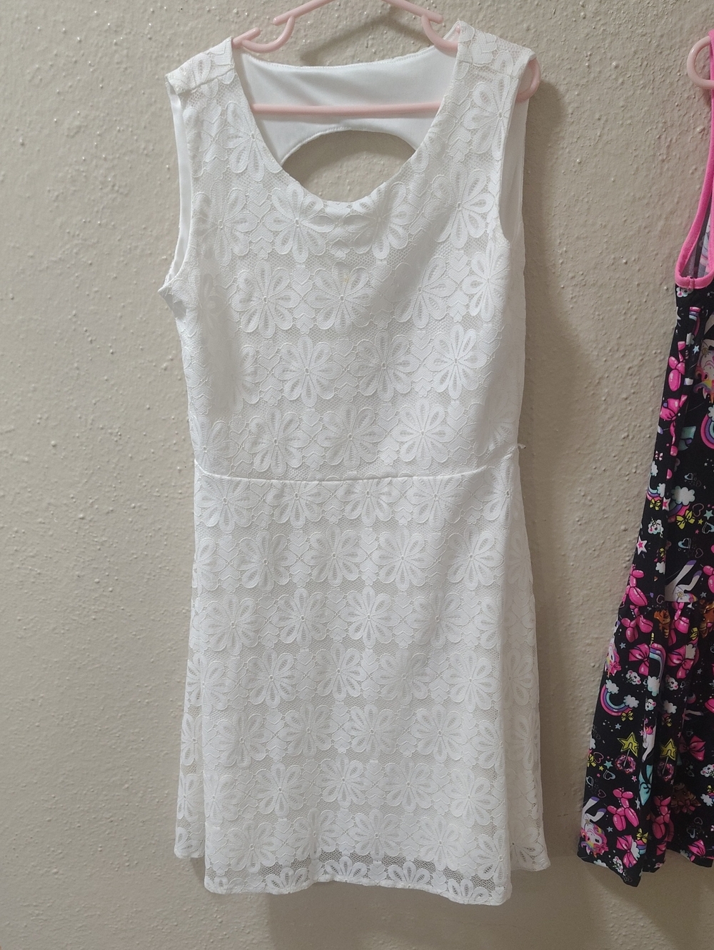 White Floral Lace Sleeveless Dress